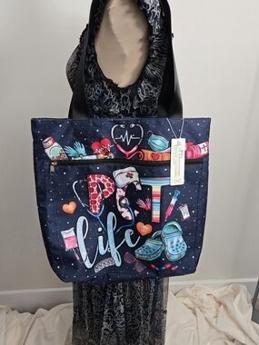 Nurse Life Navy Graphic Tote Bag